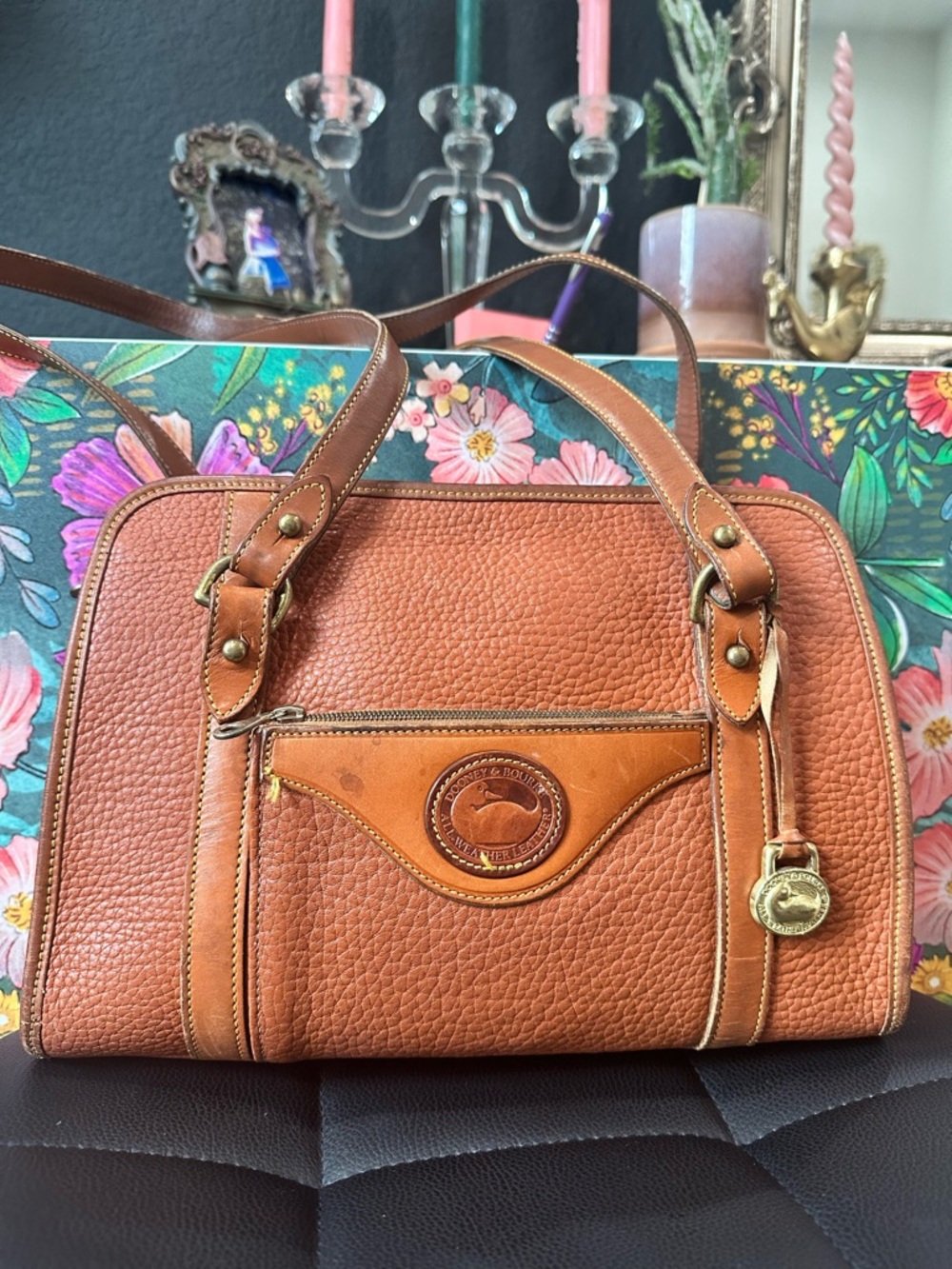 Vintage Dooney & Bourke AWL Tan Leather Satchel - Made in USA